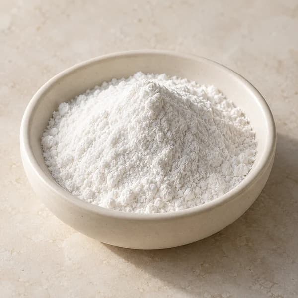 Fine white powder in a ceramic dish, representing magnesium glycinate