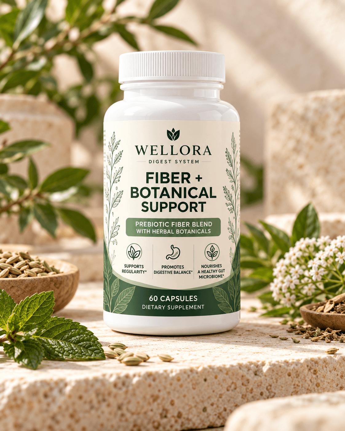 Wellora DIGEST Fiber + Botanical Support bottle